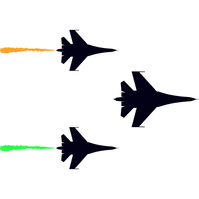 Fighter jets with colored trails